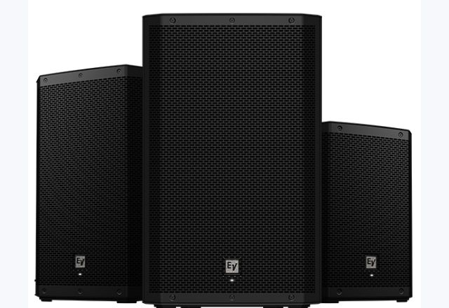Electro-Voice powered speaker shown as representative event equipment